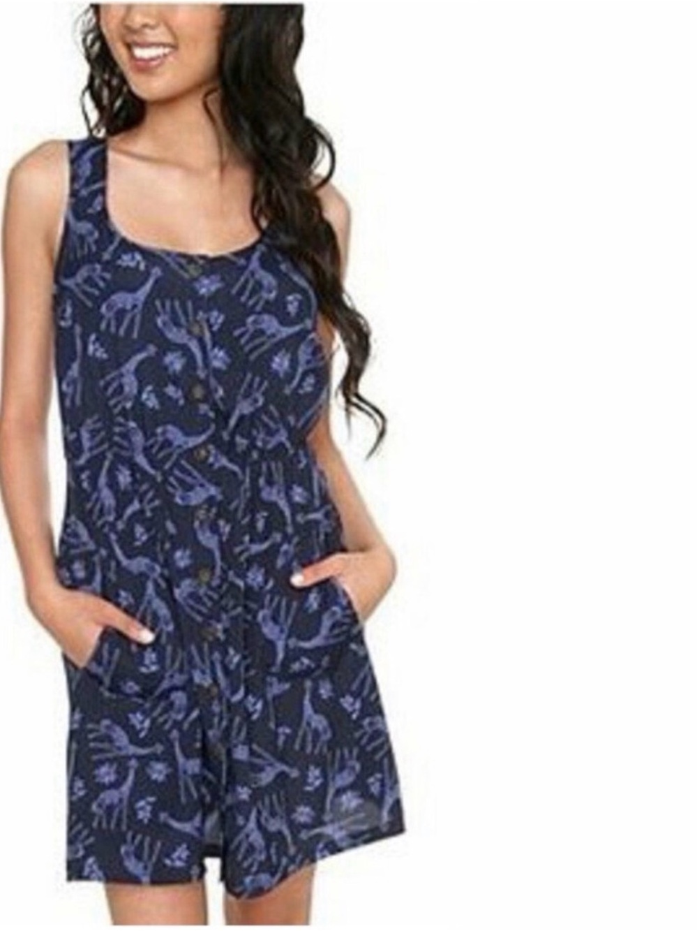 Hot Topic Women’s Y2K Blue Sleeveless Giraffe Print Mini Summer Dress Size S